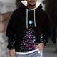 thumbnail image 1 of Sudadera con capucha para hombre, estilo casual, con cuello redondo, estampado de árbol de Navidad, manga larga, blusa de poliéster, 1 of 5