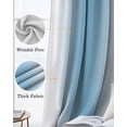thumbnail image 3 of Sky Blue White Blackout Curtains for Bedroom Living Room Darkening Curtains 63 Inches Long Gradient Vertical Stripes Minimalist Window Curtain 2 Panels Set Window Treatment Grommet Drapes 52"x63", 3 of 9