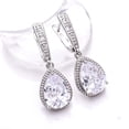 thumbnail image 4 of White Topaz & Cubic Zirconia Gemstone 925 Sterling Silver Earring 1.40" E75121, Handmade Jewelry, Dangle Earring, 4 of 4
