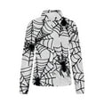 thumbnail image 4 of CLOISE Halloween Blouses for Women Funny Halloween Cobweb Print Shirts Long Sleeve Lapel Blouses Button Down Dressy Casual Loose Oversized Tees Boo Holiday Clothes Winter Gift, 4 of 5