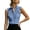 Blue, variant on Womens Cotton Sleeveless Button Down Shirts- V Neck Summer Collared Casual Workwear Loose Fit Office Blouses White Size S