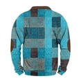 thumbnail image 6 of Men's Retro Plaid Print Zip Up Sweatshirt, Casual Long Sleeve Cardigan Style Fleece Jacket, Vintage Streetwear for Christmas, Fall Winter, Daily Layering Piece,Cyan,XL, 6 of 6