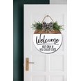 thumbnail image 5 of Welcome If You Called First Sign for Front Door Decorations, Rustic Round Wood Holiday Sign, Front Door Wreath Burlap Wooden Hanging Signs for Outdoor Farmhouse Porch Home Christmas Holiday Decor, 5 of 5