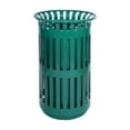 thumbnail image 2 of Flash Furniture Commercial Grade Green Outdoor Round Slatted Steel 37 Gallon Trash Can with Removable Inner Bin, 2 of 13