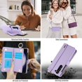 thumbnail image 5 of ELEHOLD For Samsung Galaxy S23 Phone Case Leather Crossbody Zipper Card Wallet Flip Case Kickstand Cover, with Ring Holder,Full Body Protection-Violet, 5 of 7