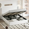 thumbnail image 3 of Einfach King Size Lift up Platform Storage Bed Frame with Velvet Upholstered Wingback Panel Headboard, White, 3 of 11
