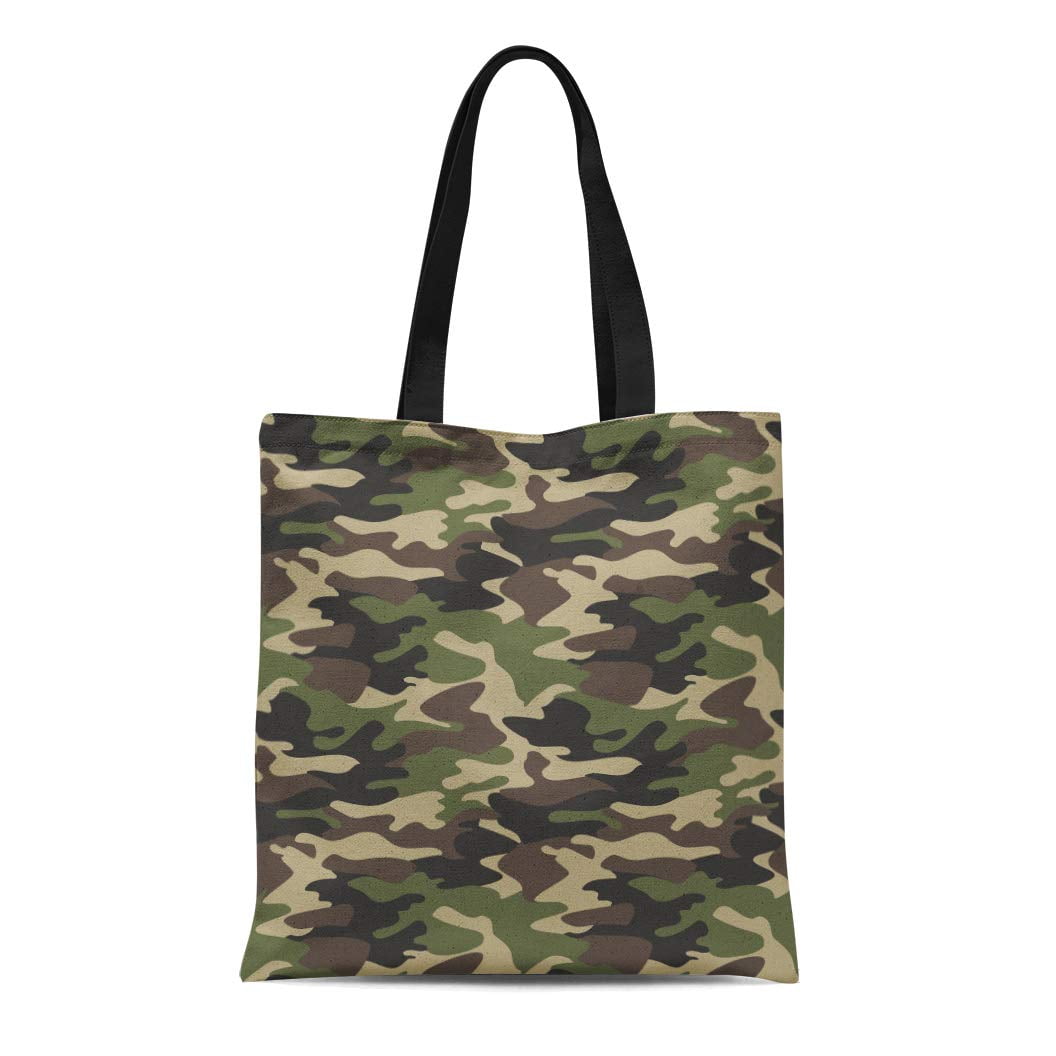 LADDKE Canvas Tote Bag Camouflage Pattern Classic Masking Camo Green
