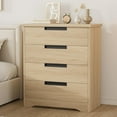 thumbnail image 1 of Commode à 4 Tiroirs pour Chambre. Table de Chevet en Chêne Naturel à 4 Tiroirs avec Grand Rangement. Petite Commode Moderne Organisateur Table pour Salon, 1 of 7