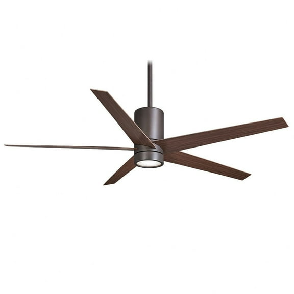 Ceiling Fan With Light Kit In Contemporary Style 17.75 Inches Tall By 56 Inches Wide-Brushed Nickel/Dark Walnut Finish-Dark Walnut Blade Color Minka