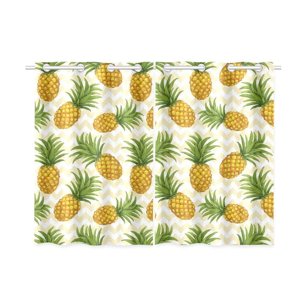 CADecor Tropical Theme Window Kitchen Curtain, Pineapple Window