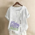 thumbnail image 1 of Jacenvly Hauts pour Femmes Liquidation T-Shirt à Manches Courtes Col Rond Printemps et Été Mode Décontractée Imprimé Boutons Hauts et Blouses pour Femmes Grande Taille, 1 of 5
