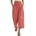 thumbnail image 5 of Sevevn Women's Cropped Casual Wide Leg Palazzo Pants Elastic Waisted Flowy Trousers with Pockets, 5 of 8