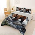 thumbnail image 2 of Castle Fairy Fishing Brown Bear King Size Comforter Sets 3pcs,Waterfall Pine Mountain Salmon Comforters King Size,Brown Teal White,Grey Reversible,1 Comforter and 2 Pillowcases, 2 of 6