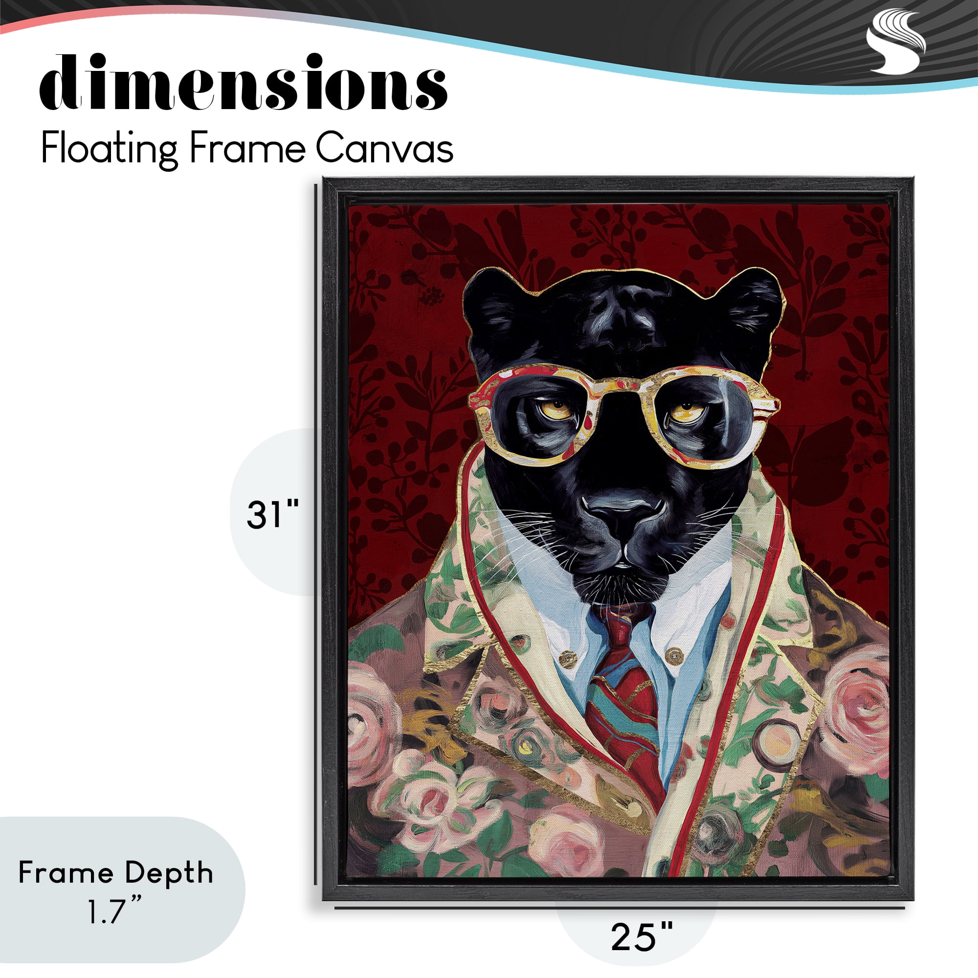 Stupell Industries Fashionable Scarlet Panther Black Framed Floater Canvas Wall Art, design by Svetlana Aleynikova