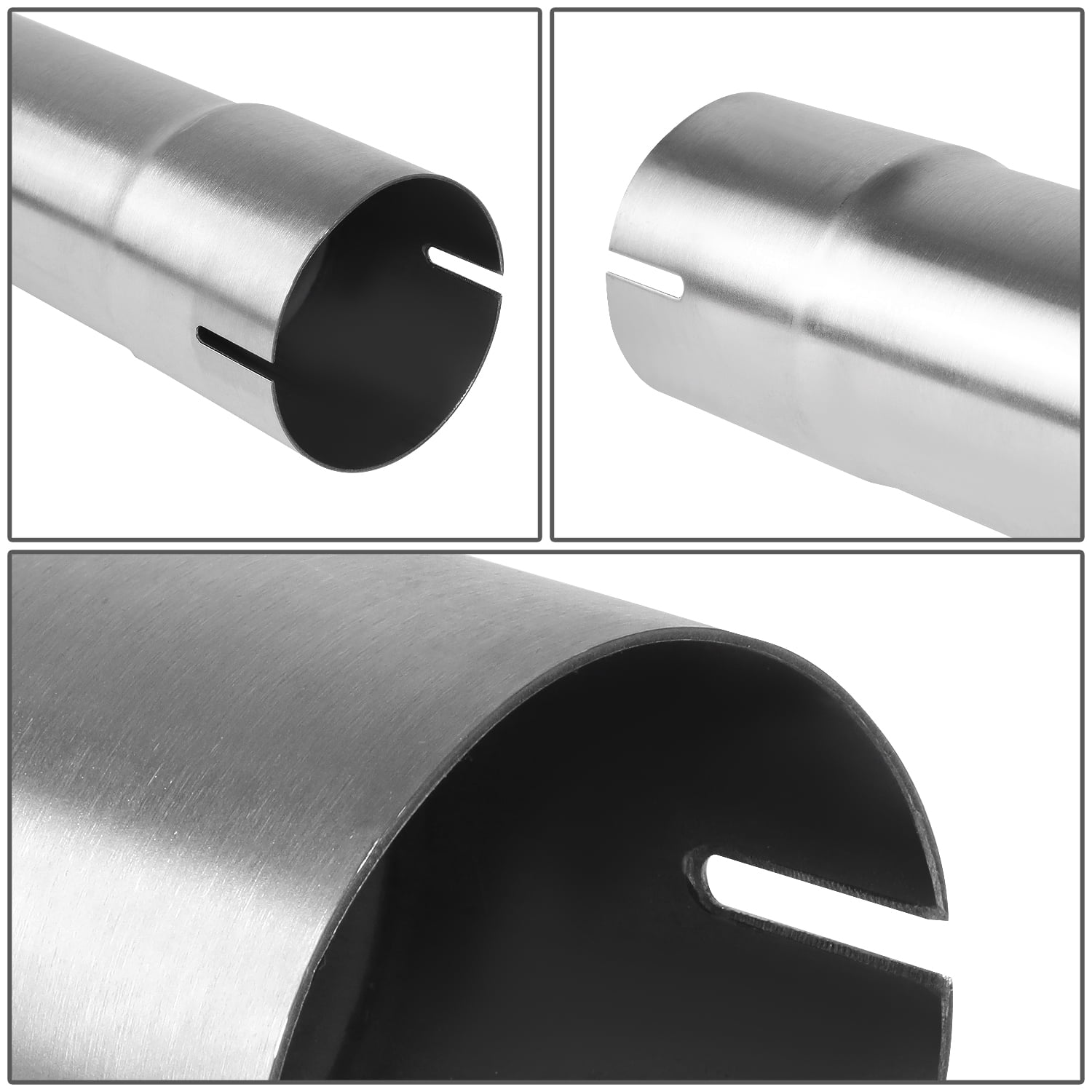 DNA Motoring 4Pcs 3" OD Custom 18" Long Polished Stainless Steel Straight Exhaust Pipe