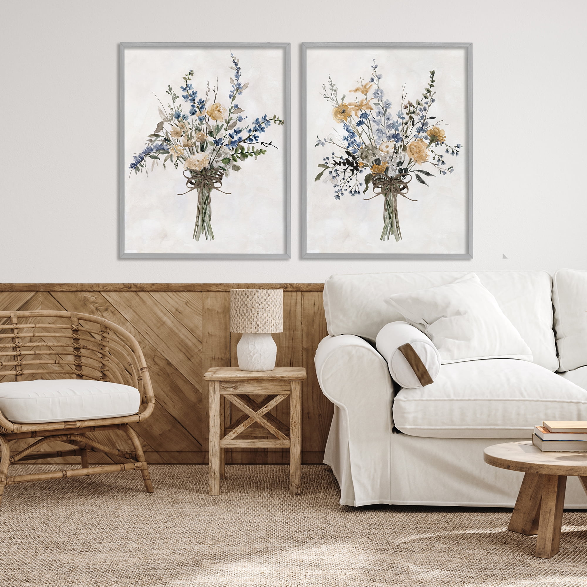 Stupell Industries Bushels of Herbs 2 Piece Gray Framed Giclee Art Set, design by Carol Robinson
