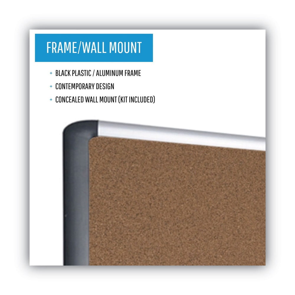 MasterVision 560375093354 48 in. x 36 in. Tech Cork Board - Tan Surface, Silver/Black Aluminum Frame