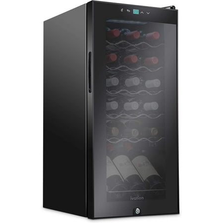 Ivation 18 Bottle Compressor Wine Cooler Refrigerator with Lock  Black