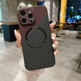 thumbnail image 1 of Magnetic Carbon Fiber Texture Fine Hole Camera Protection Phone Case For iPhone 16 15 14 Plus 13 12 11 Pro Max Shockproof Cover 2 For iPhone 12, 1 of 6