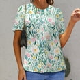 thumbnail image 6 of Floral Colorful Flower Women's Short Sleeve T-Shirt Crew Neck Casual Summer Trendy Loose Fit Tops, 6 of 6