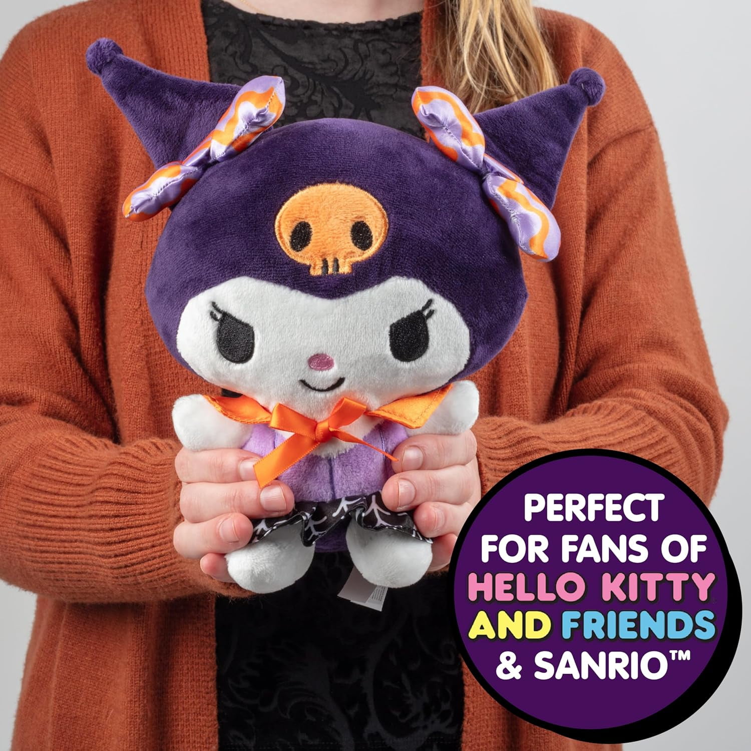 Hello Kitty and Friends 8" Kuromi Goth Plush - Officially Licensed Sanrio - Collectible Cute Soft Stuffed Animal Toy Figure - Gift for Kids, Girls, Boys - 2+