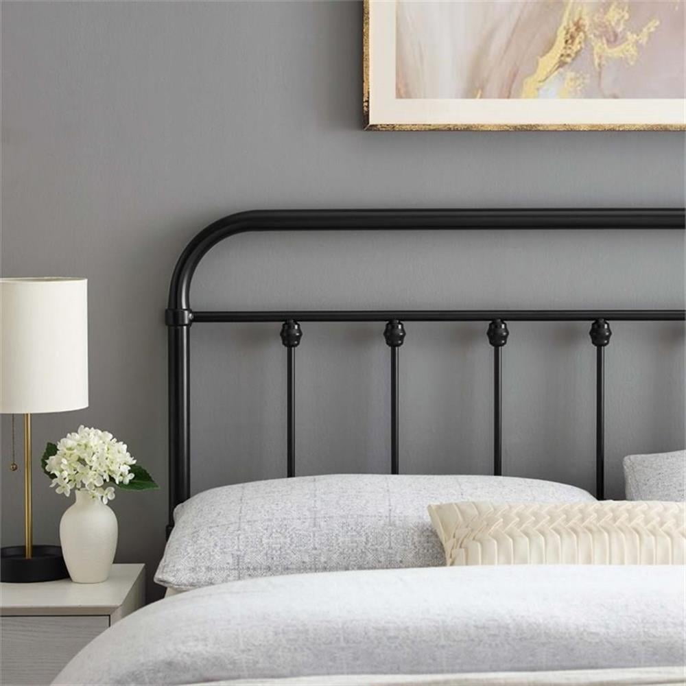 Maklaine Modern Farmhouse King Metal Spindle Headboard in Black