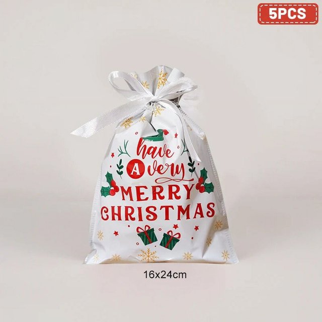 Conjunto de bolsas de regalo grandes para Navidad, embalaje de galletas de caramelo con cordón, decoración del hogar, Año Nuevo, 2023, 2024