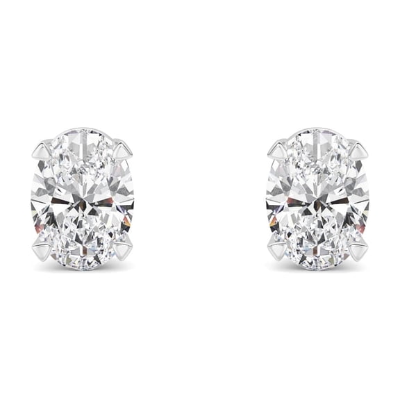 Fireborn Oval-Shaped Diamond, Sterling Silver Earrings for Women, 0.5 CTW, 0.56 g, 14K White Gold