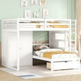 thumbnail image 4 of Harper & Bright Designs Full Over Twin Size Bunk Bed with Wardrobe and Storage Stairs, Wooden L-Shaped Bunkbed with Drawers & Closet for Kids Teens Adults Bedroom, White, 4 of 15