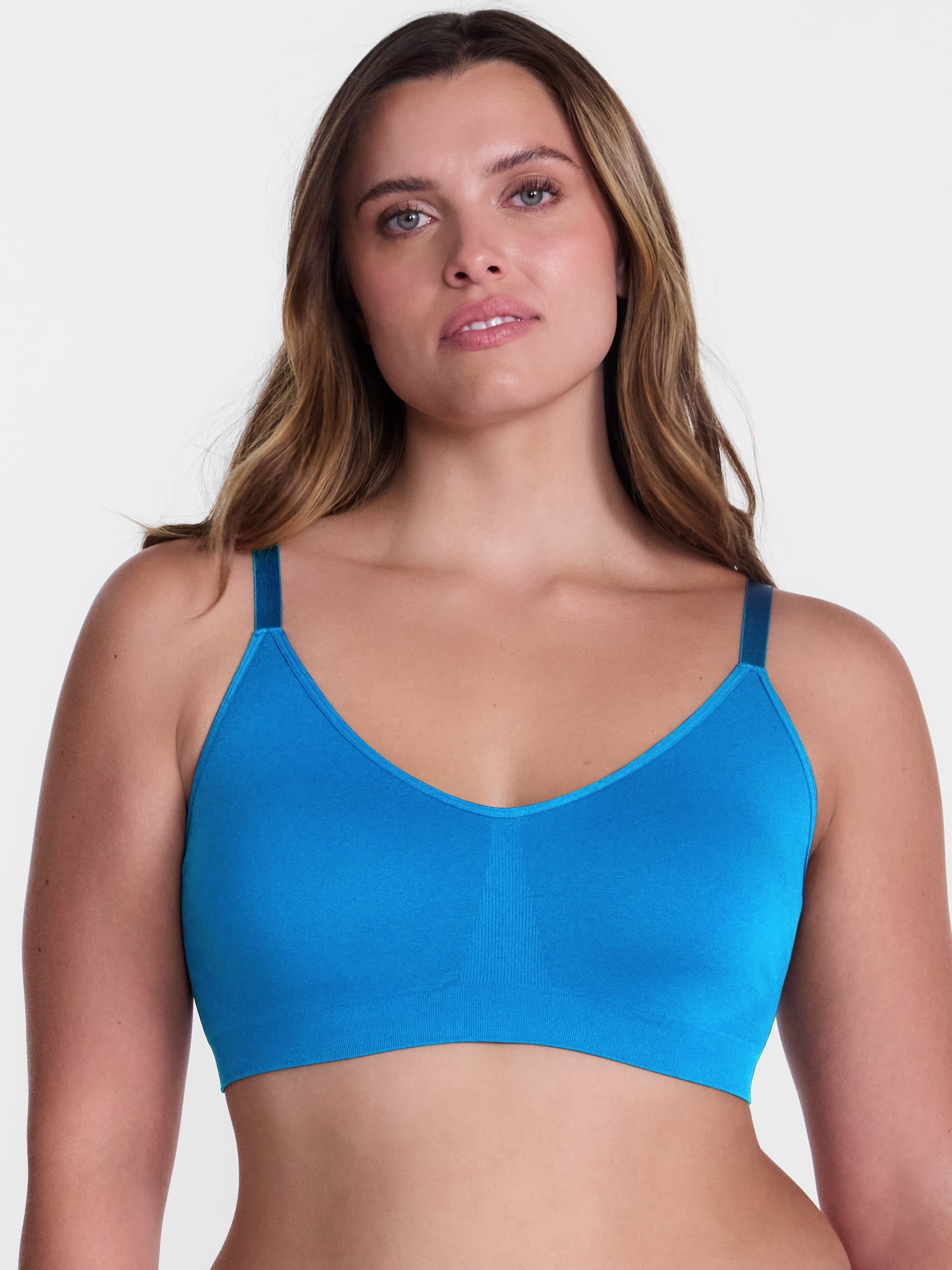 Joyspun Women's Seamless Plunge Pullover Bralette, Removable Padding, Sizes S-XXXL