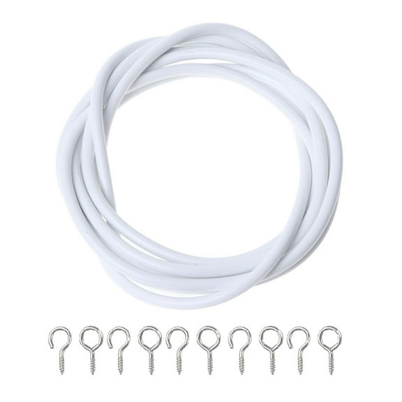 Net 2m Curtain Wire Window Cord Cable String Set With 5 Fish Eyes 5 Hooks