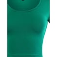 thumbnail image 4 of A2Y Women's Scoop Neck Short Sleeve Basic Crop Top New Emerald M, 4 of 5