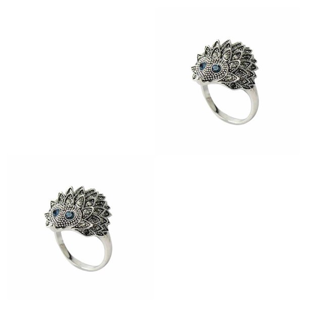 Jumpingount Anillo de erizo con diamantes de imitación para mujer, regalos de boda, fiesta de cumpleaños, anillo de joyería de animales Type1 NO1