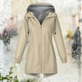 thumbnail image 5 of GEWSEY Womens Waterproof Rain Jackets Long Hooded Raincoats Striped Lined Plus Size Outdoor Hiking Windbreaker Trench Coats (Khaki, 4XL), 5 of 7