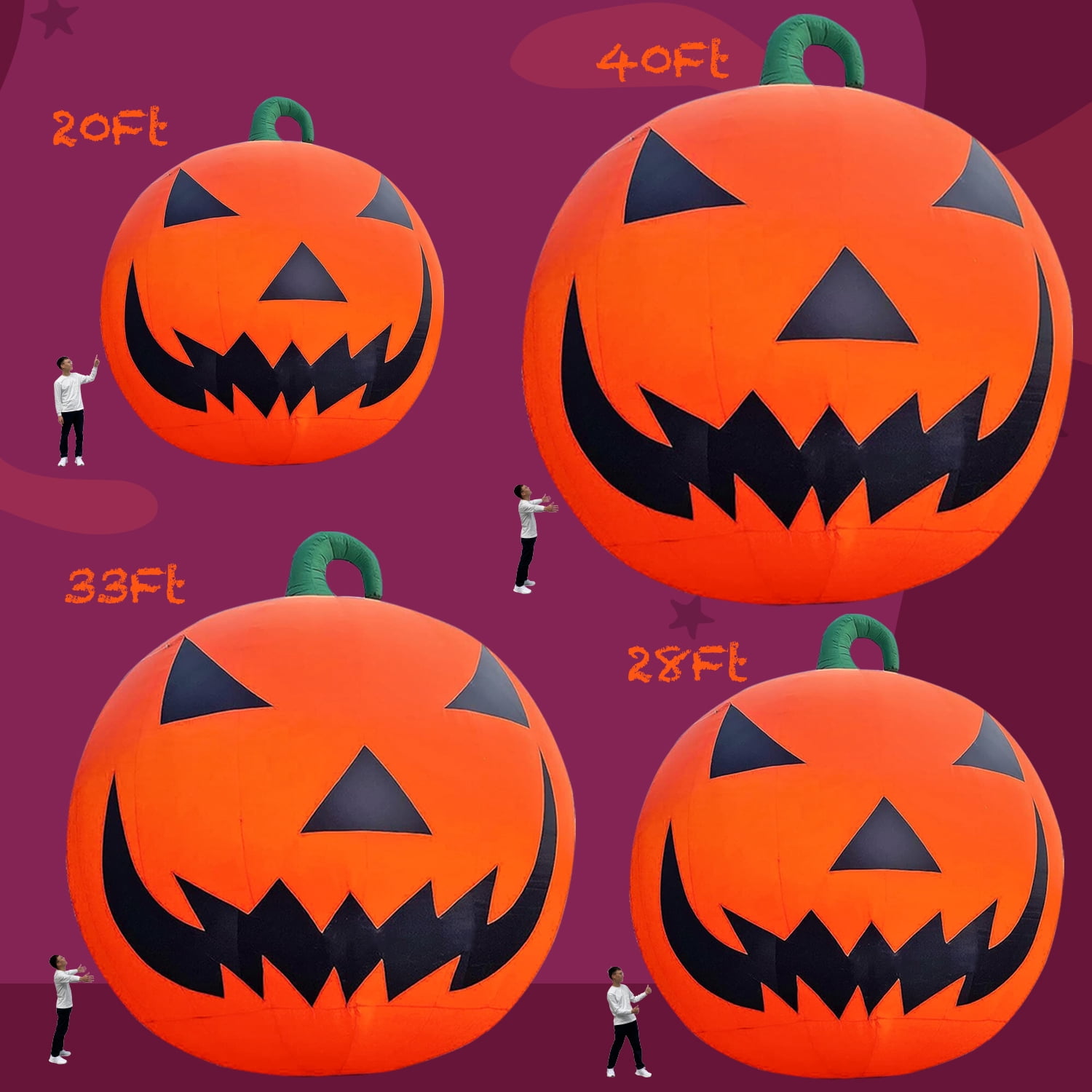 Giant 26Ft Halloween Inflatable Pumpkin Premium Decorations with 750W Blower.