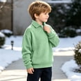 thumbnail image 5 of BXJX Boys Sweatshirts with Half Zip, Casual Long Sleeve Waffle Knit Lapel Collar Pullover Tops Green Size 7-8 T, 5 of 9