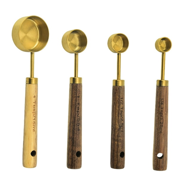 EeaseMX Juego de 4 tazas y cucharas medidoras de acero inoxidable para cocina.