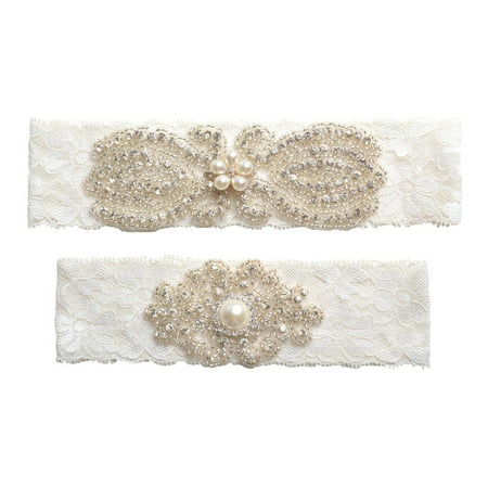 Toss Wedding Garter Set - Wedding Bridal Rhinestones Lace Garter Set Keepsake Toss Tradition Vintage