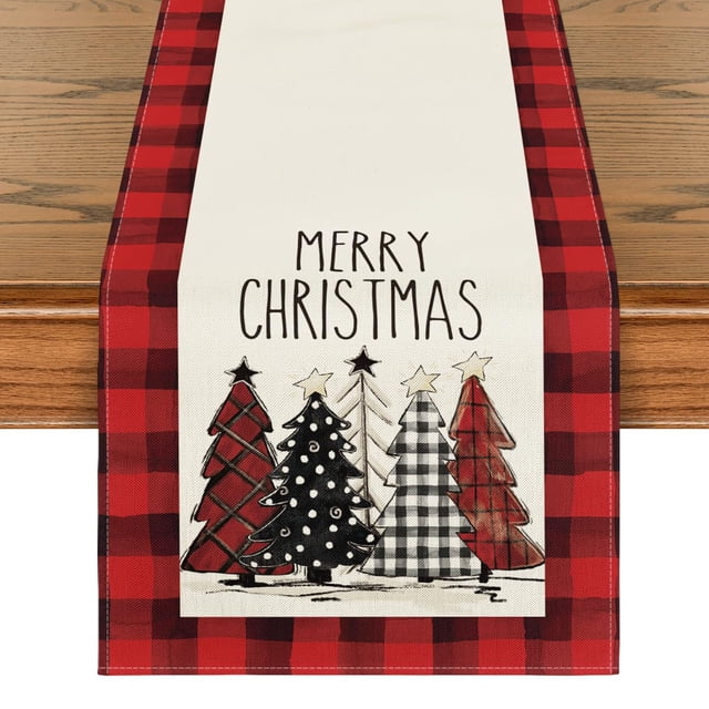 Camino de Mesa Artoid Mode 33x122 cm Rojo Negro Cuadros Navidad