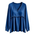 thumbnail image 4 of NominalSnug Tassel Tops for Women Fall Winter Long Sleeve Shirts V Neck Babydoll Loose Fit Blouses, 4 of 6