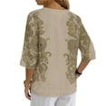 thumbnail image 2 of Craaazy Women's Oversize 3/4 Sleeve Cotton and Linen Shirts Floral Prints Breathable Loose Fit V-neck Button Clothes (S-2XL) Gifts, 2 of 8