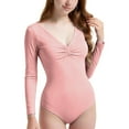 thumbnail image 7 of HAOTAGS Teen Girls V-Neck Long-Sleeve Leotard(3-15), Casual Sporty Spring Summer Base-Layer Top Watermelon Red 5-6Years, 7 of 7
