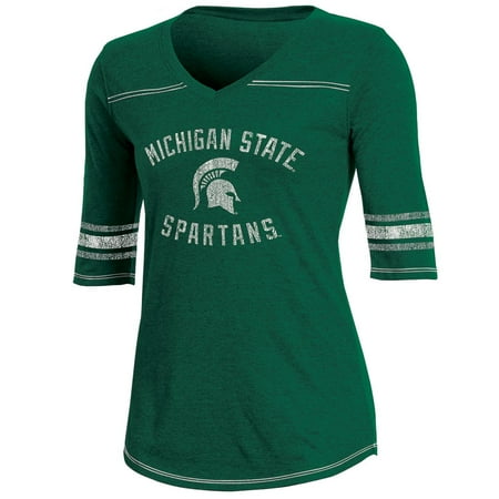 Norfolk State Spartans Green - Women's Russell Green Michigan State Spartans Fan Half-Sleeve V-Neck T-Shirt