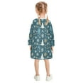 thumbnail image 3 of Girls' long-sleeved dress Snowflake Tree Blue White Girls' A-line dress with ribbed cuffs Soft and comfortable, 3 of 6