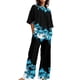 thumbnail image 2 of Puntoco Conjuntos de 2 piezas de verano para mujer, conjuntos a juego, tops de lino de manga corta y pantalones largos, chándales, traje de liquidación Puntoco Puntoco-6091, 2 of 5
