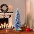 thumbnail image 2 of CC Christmas Decor Pre-lit Pencil Flocked Blue Artificial Christmas Tree - 4.5’ - Clear Lights, 2 of 2