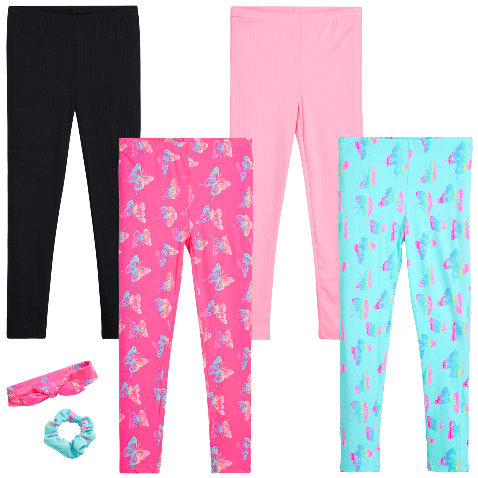 dELiA*s Girls' Leggings 4 Pack Active Comfort Stretch Leggings, Hair