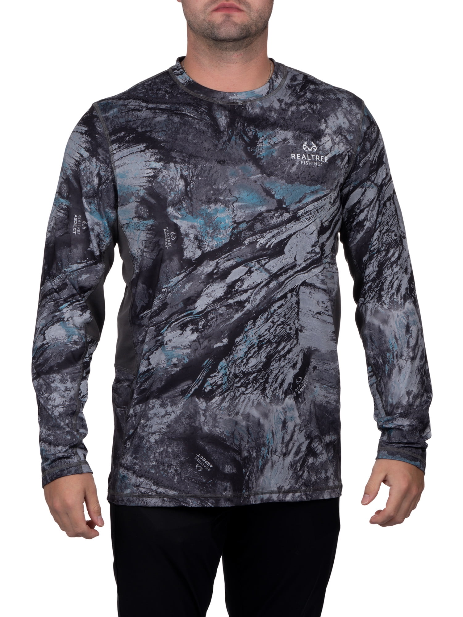 Chemise de pêche Realtree homme 3XL manches longues bleu eau camouflage Chemise de pêche Realtree homme 3XL manches longues bleu eau camouflage