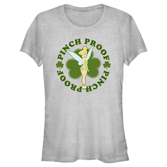 Junior's Peter Pan St. Patrick's Day Pinch Proof Tinkerbell Graphic Tee Athletic Heather X Large