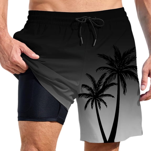 Kcolen Mens Swim Trunks 7 Inch 3xl Gradient Stretch Men Swim Shorts Light Swimsuit for Men Compression Liner Summer Beach Bathing Suit Beach Board Shorts
